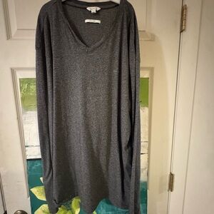 Calvin Klein Charcoal Long Sleeve V-Neck Tee